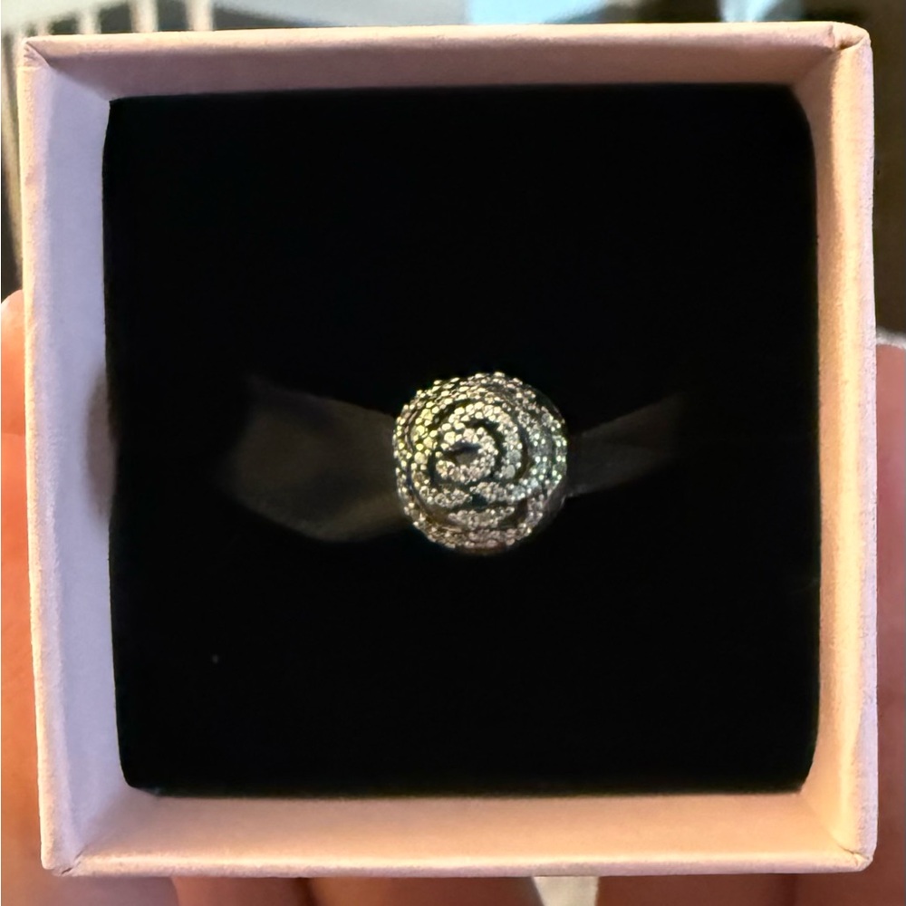Retired Pandora Shimmering Rose Clip
